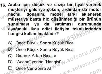 İkna Edici İletişim Dersi 2014 - 2015 Yılı (Vize) Ara Sınav Soruları 16. Soru