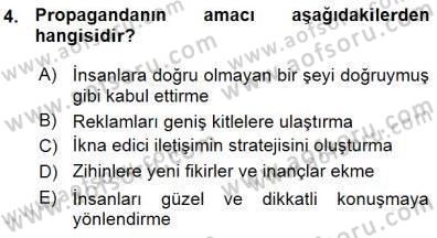 İkna Edici İletişim Dersi 2015 - 2016 Yılı (Vize) Ara Sınav Soruları 4. Soru