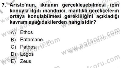 İkna Edici İletişim Dersi 2015 - 2016 Yılı (Final) Dönem Sonu Sınav Soruları 7. Soru