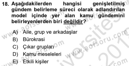 Kamusal Halkla İlişkiler Dersi 2017 - 2018 Yılı (Vize) Ara Sınav Soruları 18. Soru