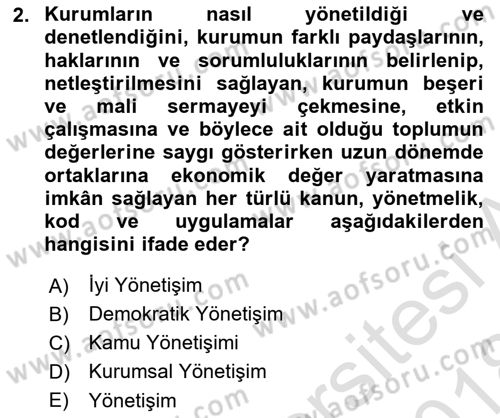 Kamusal Halkla İlişkiler Dersi 2017 - 2018 Yılı (Vize) Ara Sınav Soruları 2. Soru