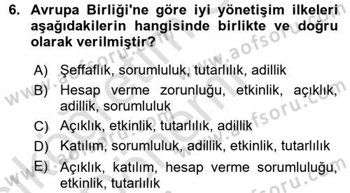 Kamusal Halkla İlişkiler Dersi 2017 - 2018 Yılı (Vize) Ara Sınav Soruları 6. Soru