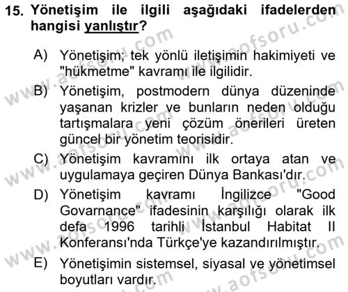 Kamusal Halkla İlişkiler Dersi 2017 - 2018 Yılı (Final) Dönem Sonu Sınav Soruları 15. Soru