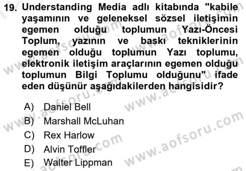 Kamusal Halkla İlişkiler Dersi 2017 - 2018 Yılı (Final) Dönem Sonu Sınav Soruları 19. Soru