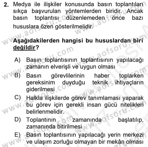 Kamusal Halkla İlişkiler Dersi 2017 - 2018 Yılı (Final) Dönem Sonu Sınav Soruları 2. Soru