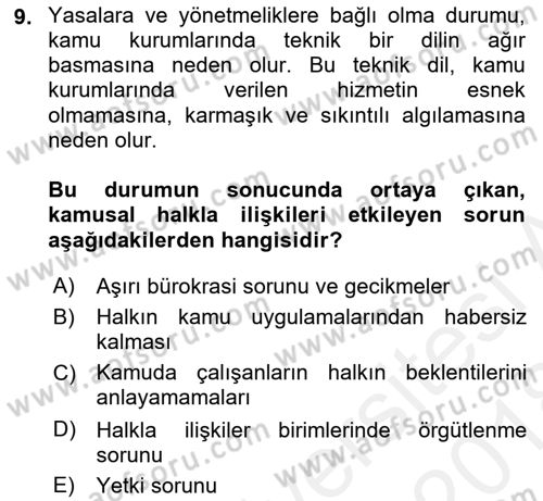 Kamusal Halkla İlişkiler Dersi 2017 - 2018 Yılı (Final) Dönem Sonu Sınav Soruları 9. Soru
