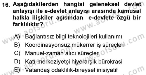 Kamusal Halkla İlişkiler Dersi 2018 - 2019 Yılı 3 Ders Sınav Soruları 16. Soru