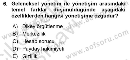 Kamusal Halkla İlişkiler Dersi 2018 - 2019 Yılı 3 Ders Sınav Soruları 6. Soru