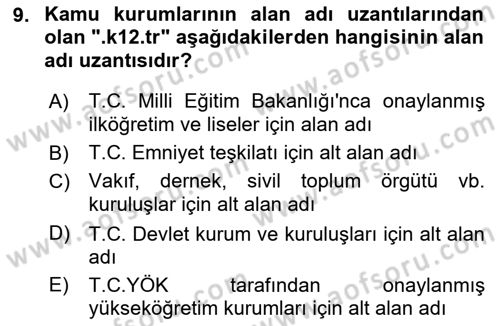 Kamusal Halkla İlişkiler Dersi 2018 - 2019 Yılı 3 Ders Sınav Soruları 9. Soru