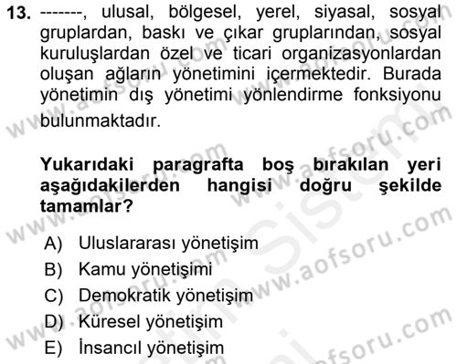 Kamusal Halkla İlişkiler Dersi 2018 - 2019 Yılı (Final) Dönem Sonu Sınav Soruları 13. Soru