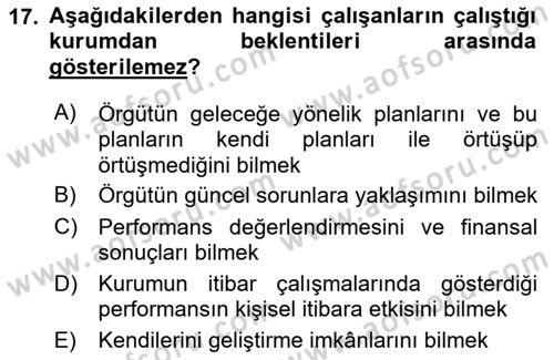 Kamusal Halkla İlişkiler Dersi 2018 - 2019 Yılı (Final) Dönem Sonu Sınav Soruları 17. Soru