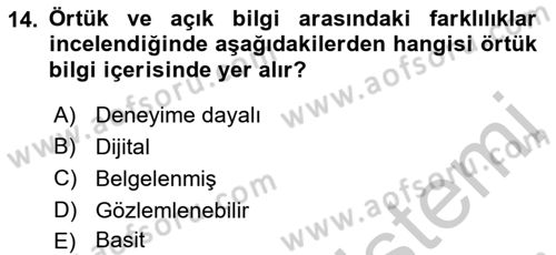 Kamusal Halkla İlişkiler Dersi 2018 - 2019 Yılı Yaz Okulu Sınavı 14. Soru