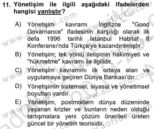Kamusal Halkla İlişkiler Dersi 2019 - 2020 Yılı (Vize) Ara Sınav Soruları 11. Soru