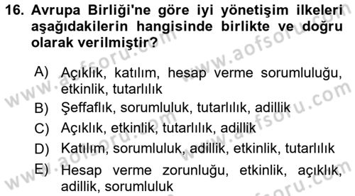 Kamusal Halkla İlişkiler Dersi 2019 - 2020 Yılı (Vize) Ara Sınav Soruları 16. Soru