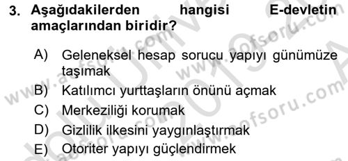 Kamusal Halkla İlişkiler Dersi 2019 - 2020 Yılı (Vize) Ara Sınav Soruları 3. Soru