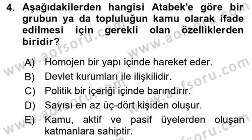 Kamusal Halkla İlişkiler Dersi 2019 - 2020 Yılı (Vize) Ara Sınav Soruları 4. Soru