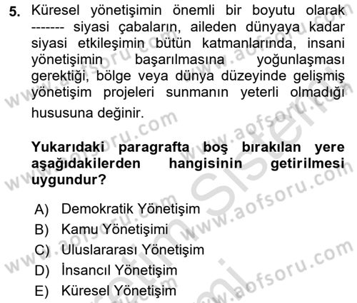 Kamusal Halkla İlişkiler Dersi 2019 - 2020 Yılı (Vize) Ara Sınav Soruları 5. Soru