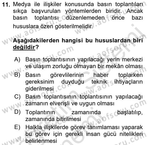 Kamusal Halkla İlişkiler Dersi 2019 - 2020 Yılı (Final) Dönem Sonu Sınav Soruları 11. Soru