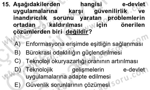 Kamusal Halkla İlişkiler Dersi 2020 - 2021 Yılı Yaz Okulu Sınavı 15. Soru