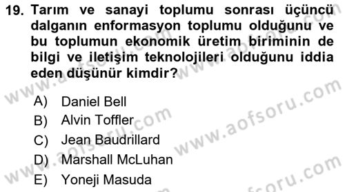 Kamusal Halkla İlişkiler Dersi 2020 - 2021 Yılı Yaz Okulu Sınavı 19. Soru