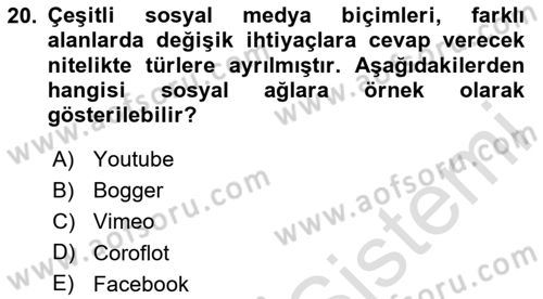 Kamusal Halkla İlişkiler Dersi 2020 - 2021 Yılı Yaz Okulu Sınavı 20. Soru