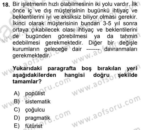 Kamusal Halkla İlişkiler Dersi 2021 - 2022 Yılı (Vize) Ara Sınavı 18. Soru