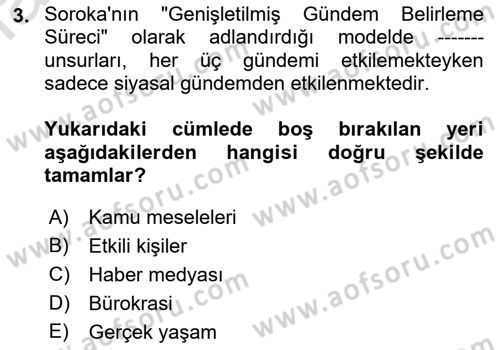 Kamusal Halkla İlişkiler Dersi 2021 - 2022 Yılı (Vize) Ara Sınavı 3. Soru