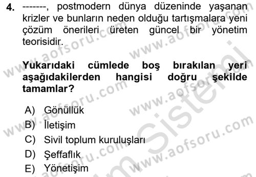 Kamusal Halkla İlişkiler Dersi 2021 - 2022 Yılı (Vize) Ara Sınavı 4. Soru