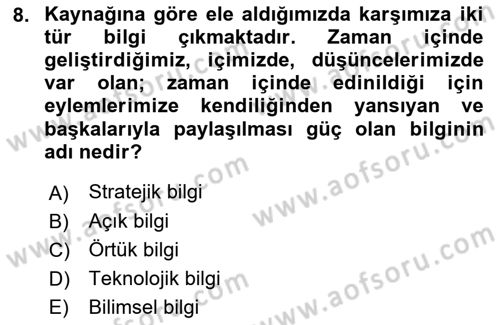 Kamusal Halkla İlişkiler Dersi 2021 - 2022 Yılı (Vize) Ara Sınavı 8. Soru