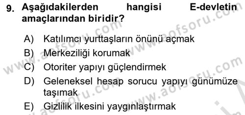 Kamusal Halkla İlişkiler Dersi 2021 - 2022 Yılı (Vize) Ara Sınavı 9. Soru