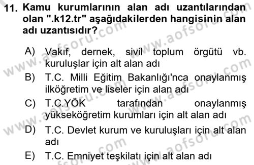 Kamusal Halkla İlişkiler Dersi 2021 - 2022 Yılı (Final) Dönem Sonu Sınav Soruları 11. Soru