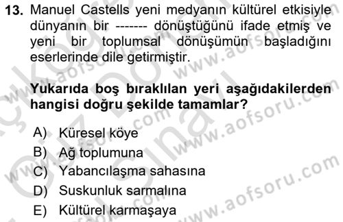 Kamusal Halkla İlişkiler Dersi 2021 - 2022 Yılı (Final) Dönem Sonu Sınav Soruları 13. Soru