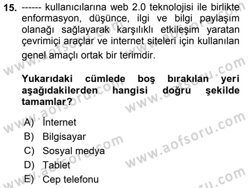 Kamusal Halkla İlişkiler Dersi 2021 - 2022 Yılı (Final) Dönem Sonu Sınav Soruları 15. Soru