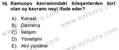 Kamusal Halkla İlişkiler Dersi 2021 - 2022 Yılı (Final) Dönem Sonu Sınav Soruları 16. Soru