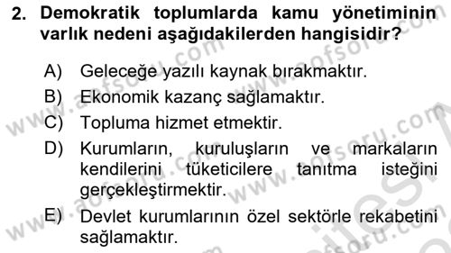 Kamusal Halkla İlişkiler Dersi 2021 - 2022 Yılı (Final) Dönem Sonu Sınav Soruları 2. Soru