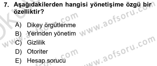 Kamusal Halkla İlişkiler Dersi 2021 - 2022 Yılı Yaz Okulu Sınavı 7. Soru