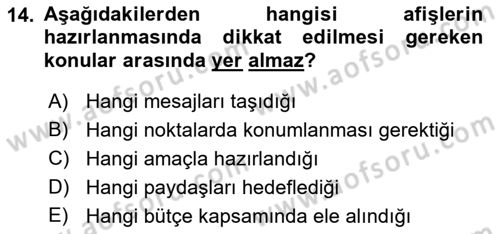 Kamusal Halkla İlişkiler Dersi 2022 - 2023 Yılı (Final) Dönem Sonu Sınav Soruları 14. Soru