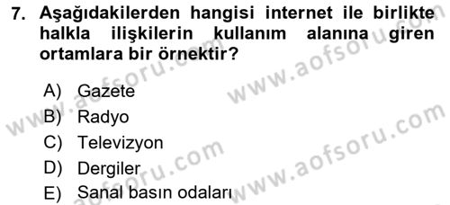 Kamusal Halkla İlişkiler Dersi 2022 - 2023 Yılı (Final) Dönem Sonu Sınav Soruları 7. Soru