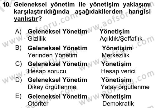 Kamusal Halkla İlişkiler Dersi 2023 - 2024 Yılı (Vize) Ara Sınav Soruları 10. Soru