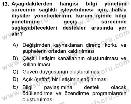Kamusal Halkla İlişkiler Dersi 2023 - 2024 Yılı (Vize) Ara Sınav Soruları 13. Soru