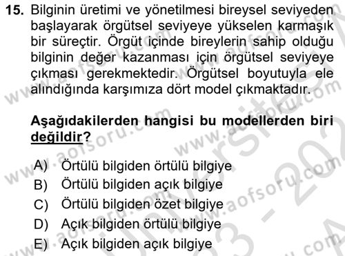 Kamusal Halkla İlişkiler Dersi 2023 - 2024 Yılı (Vize) Ara Sınav Soruları 15. Soru