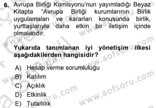 Kamusal Halkla İlişkiler Dersi 2023 - 2024 Yılı (Vize) Ara Sınav Soruları 6. Soru