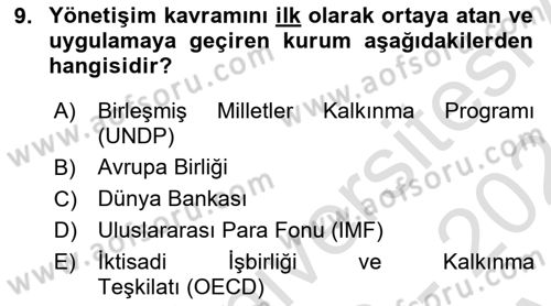 Kamusal Halkla İlişkiler Dersi 2023 - 2024 Yılı (Vize) Ara Sınav Soruları 9. Soru