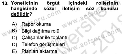 Profesyonel Yaşamda İmaj ve İtibar Yönetimi Dersi 2017 - 2018 Yılı (Vize) Ara Sınav Soruları 13. Soru