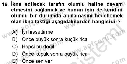 Profesyonel Yaşamda İmaj ve İtibar Yönetimi Dersi 2017 - 2018 Yılı (Vize) Ara Sınav Soruları 16. Soru