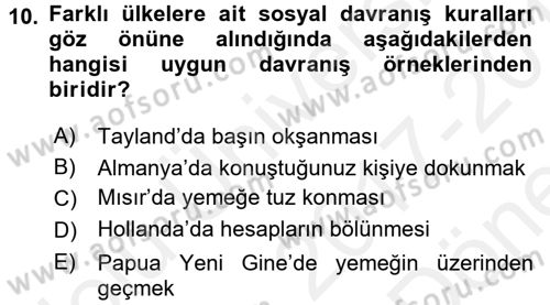 Profesyonel Yaşamda İmaj ve İtibar Yönetimi Dersi 2017 - 2018 Yılı (Final) Dönem Sonu Sınavı 10. Soru