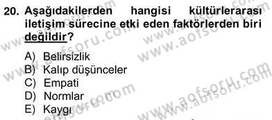 Küreselleşme ve Kültürlerarası İletişim Dersi 2012 - 2013 Yılı (Vize) Ara Sınav Soruları 20. Soru