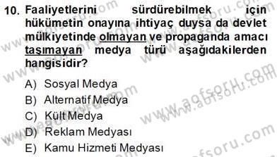 Küreselleşme ve Kültürlerarası İletişim Dersi 2013 - 2014 Yılı (Final) Dönem Sonu Sınav Soruları 10. Soru