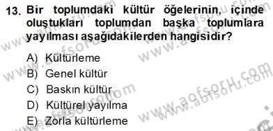 Küreselleşme ve Kültürlerarası İletişim Dersi 2013 - 2014 Yılı (Final) Dönem Sonu Sınav Soruları 13. Soru