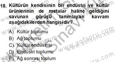 Küreselleşme ve Kültürlerarası İletişim Dersi 2013 - 2014 Yılı (Final) Dönem Sonu Sınav Soruları 18. Soru